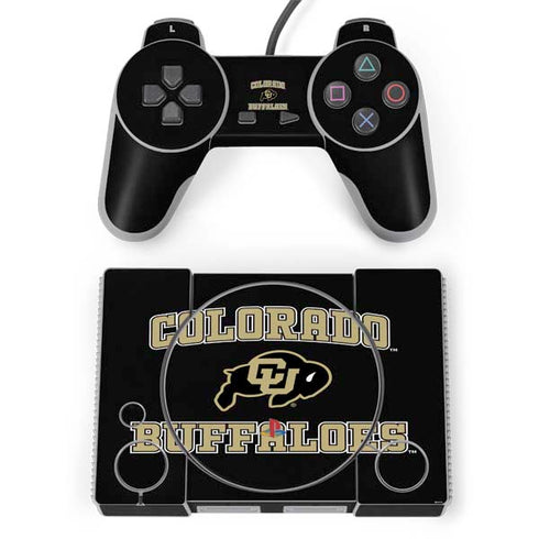 University of Colorado CU Logo on Gold PlayStation Classic Bundle Skin